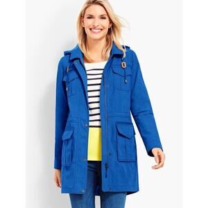 Talbots Hooded Anorak Jacket Womens Size XL Utility Military Full Zip Cinched